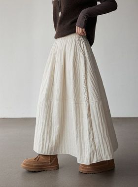 【奶油云朵裙】兴北法式复古肌理感中长伞裙女秋季a字半身裙N727C