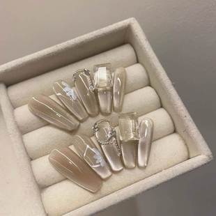 水光波波玻璃珠纯手工穿戴甲美甲无痕网红指甲贴片美甲