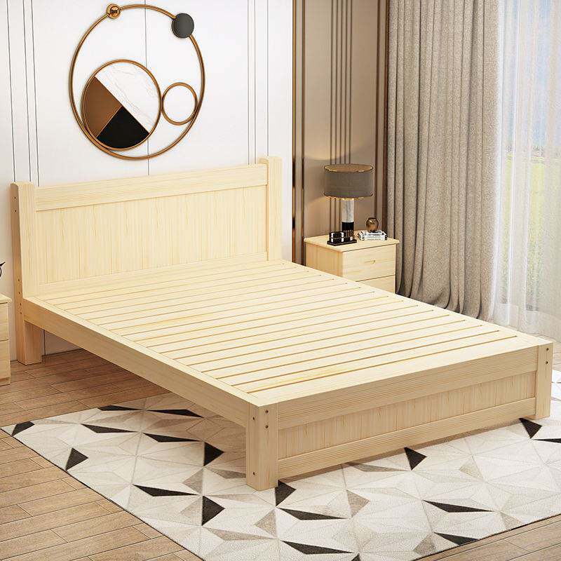 简易实木床1.h5米卧室松木双人床1.8m经济型出租房家用1m单人床架