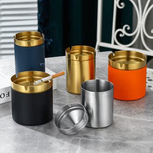 不锈钢烟灰缸家用漏斗创意个性潮流客厅卧室复古风绿烟灰缸防飞灰