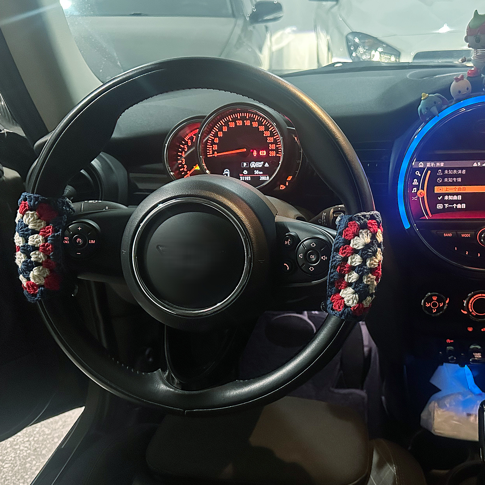 成品 手工钩织汽车方向盘套遮挡磨损吸汗毛线钩编织1对装饰保护套