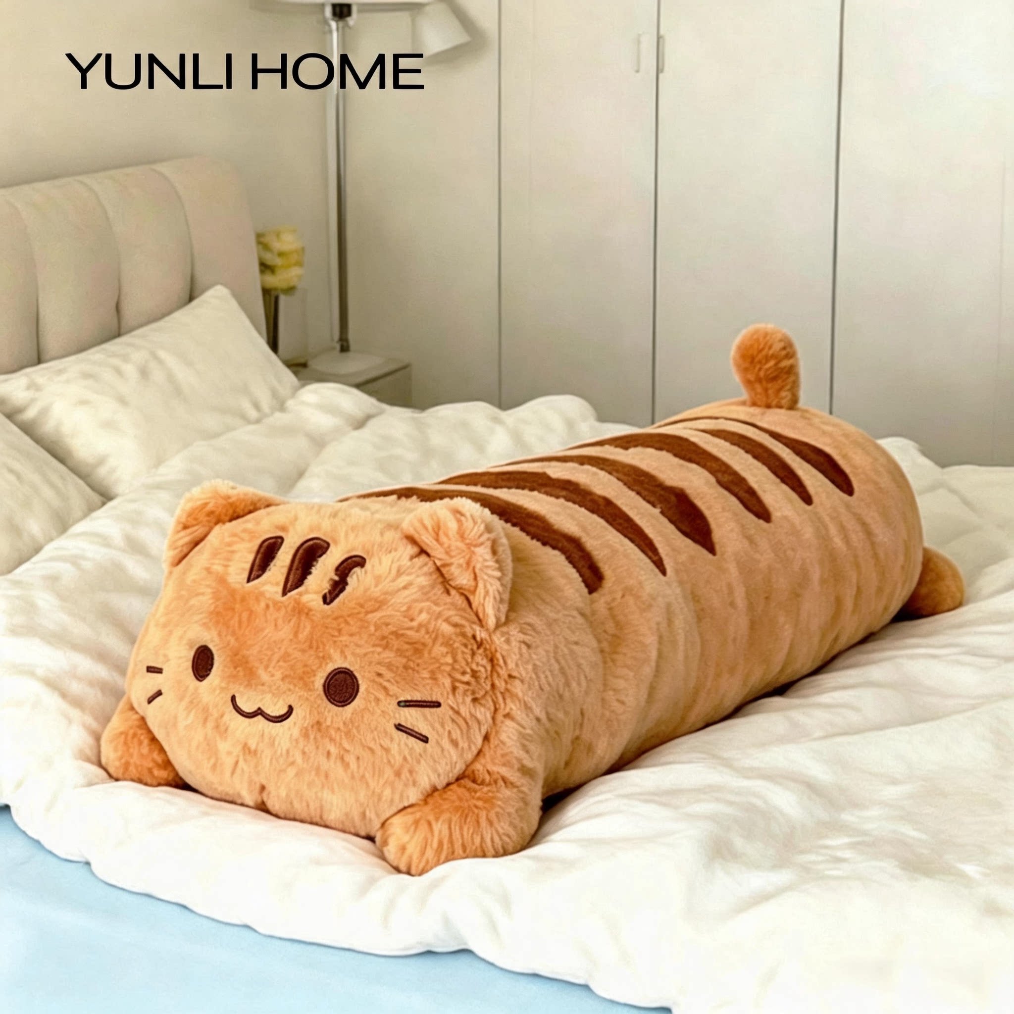 可爱趴趴橘猫咪毛绒玩偶长条抱枕