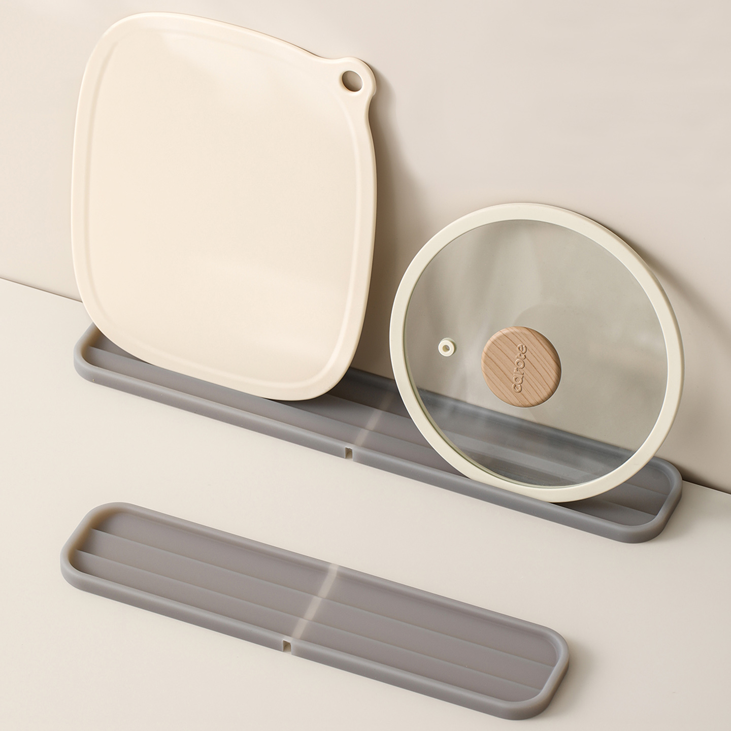 窄缝锅盖收纳垫阶梯沥水放置垫