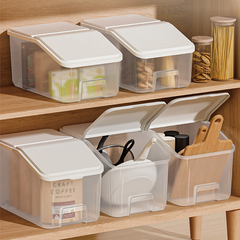 翻盖收纳盒厨房带盖透明整理盒带滑轮零食储物筐橱柜抽屉式杂物箱,收纳整理,桌面收纳盒,淘宝优惠券,粉丝福利购,淘宝优惠卷
