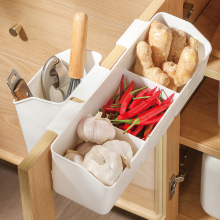 厨房装葱姜蒜收纳盒悬挂式壁挂保鲜膜置物架橱柜门杂物调料储物筐