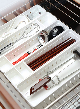 厨房抽屉内置收纳盒餐具分格整理盒桌面塑料隔板储物盒刀叉分隔盒