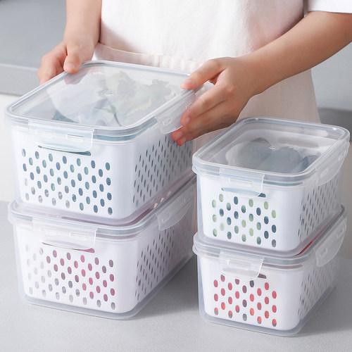 沥水保鲜盒食品级冰箱专用收纳盒