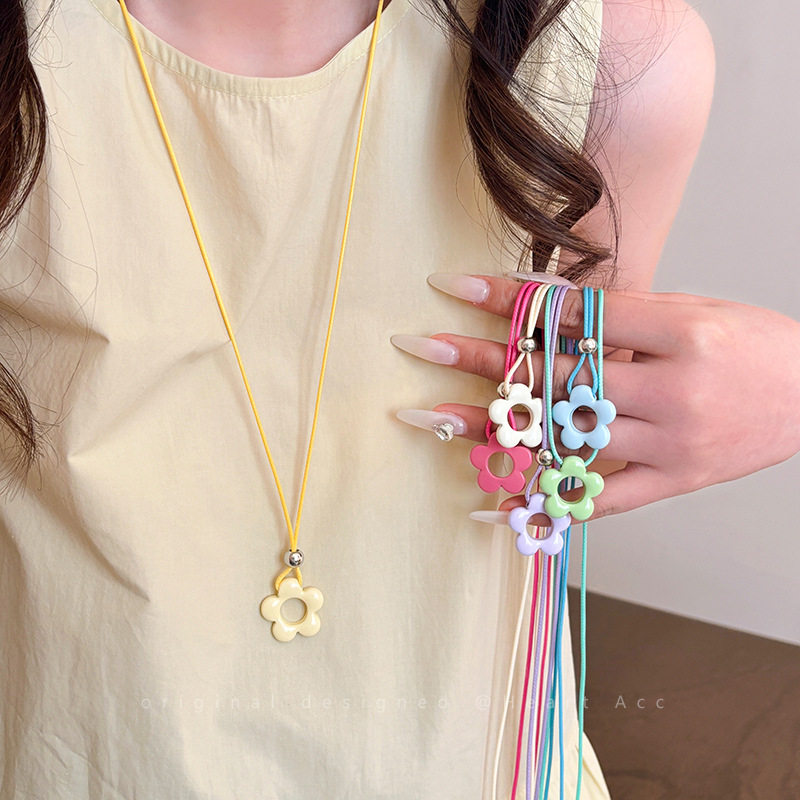 简约滴釉镂空花朵长款项链女款韩系小众设计感锁骨链百搭挂脖配饰,饰品/流行首饰/时尚饰品新,项链,淘宝优惠券,粉丝福利购,淘宝优惠卷