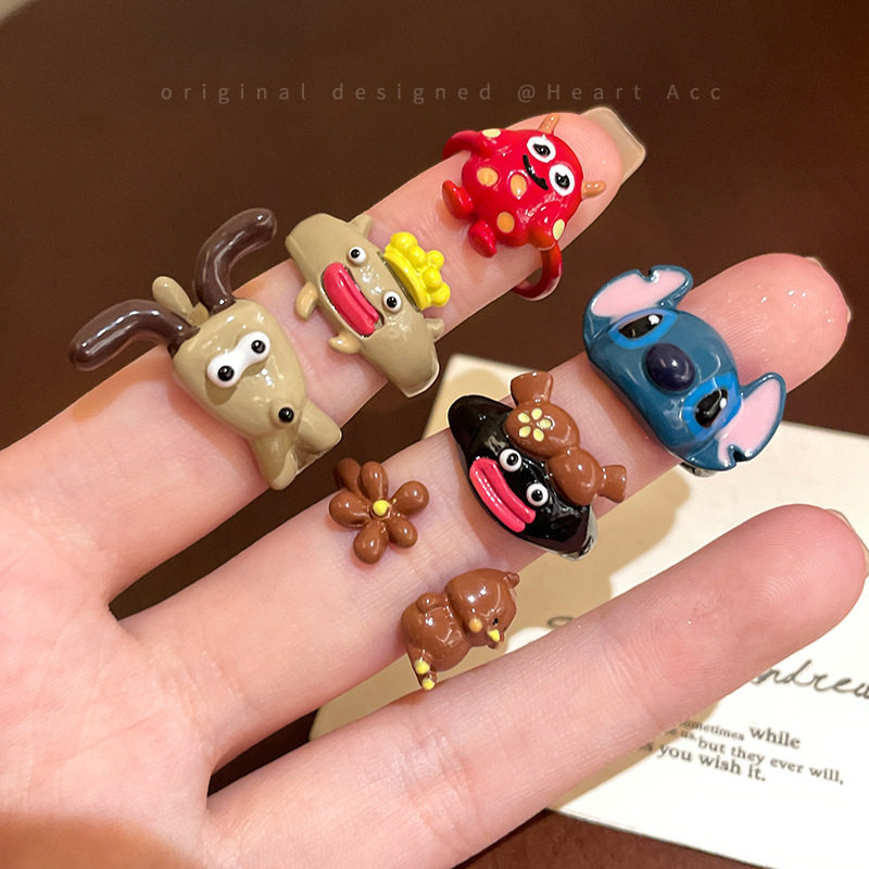 童趣卡通腊肠嘴滴釉戒指女小众设计可调节食指戒搞怪可爱个性指环,饰品/流行首饰/时尚饰品新,戒指/指环,淘宝优惠券,粉丝福利购,淘宝优惠卷
