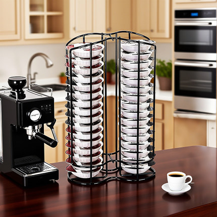 Tassimo胶囊收纳咖啡架德国展示大胶囊纯黑不锈金属展示32粒架