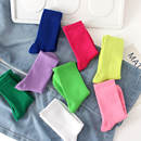 袜子女中筒ins纯棉潮流街头韩国可爱学生玫红纯色袜四季吸汗透气