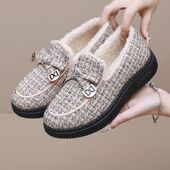 冬季 加绒加厚防滑鞋 加绒老年人鞋 豆豆鞋 子棉鞋 保暖鞋 妈妈软底棉鞋