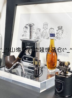 样板间会所书房复古雪茄室洋酒烟斗男人主题软装饰品摆件组合套装