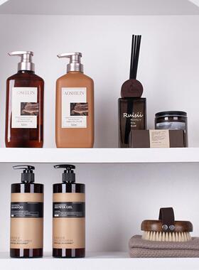 【美拉德色系】中古风样板房卫生间护肤品摆件浴室柜镜柜沐浴品