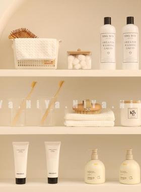 【浴室柜摆件组合】样板房卫生间主卫牙刷白洗漱杯乳液瓶毛巾香薰
