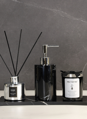 卫生间托盘大理石托盘乳液分装瓶卫浴洗漱套装样板间软装饰品摆件