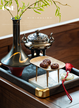 Rzone 高端老钱风茶室装饰禅意陈列摆设办公室桌面新中式艺术摆件