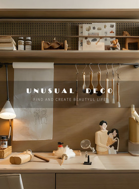 山海艺术北欧现代手工木雕作坊刷子工具样板间售楼处组合饰品摆件