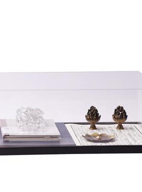 创意新中式现代透明亚克力罩子套装组合桌面摆件博古架书房艺术品