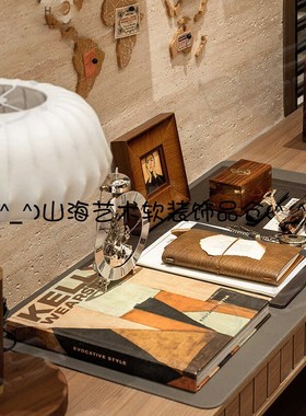 书房桌面复古机械钟主题摆件现代样板间售楼处进口望远镜装饰书