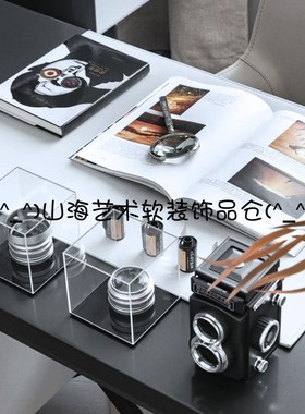 样板房别墅公寓书房桌面摄影主题软装相机胶卷底片简约组合垫摆件