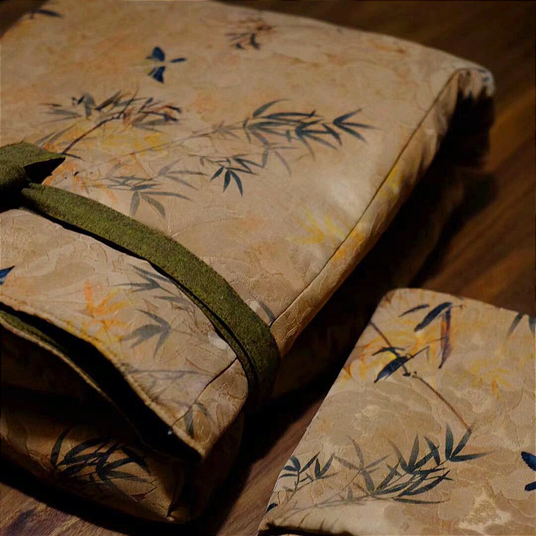 古琴琴囊竹纹小重缎香云纱琴内胆琴衣原创纯手工