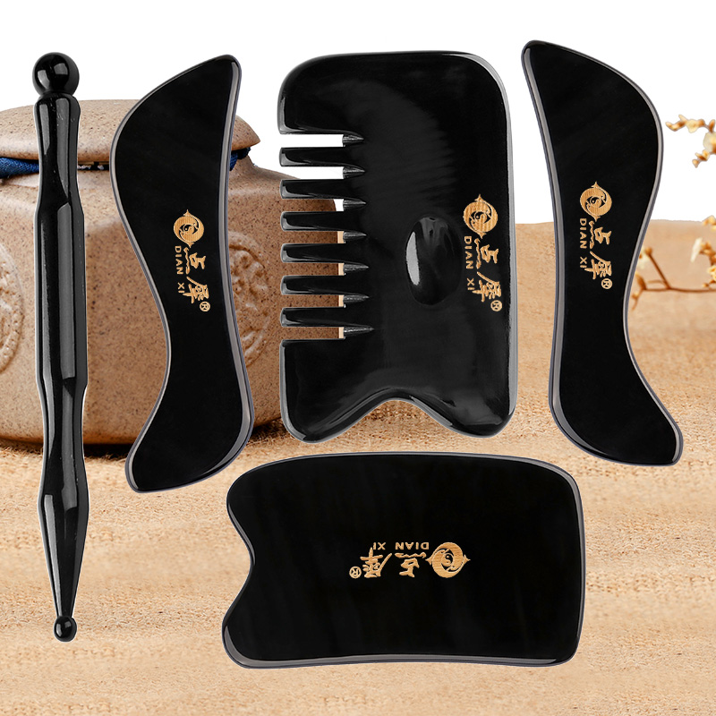 天然水牛角刮痧板套装面部美容