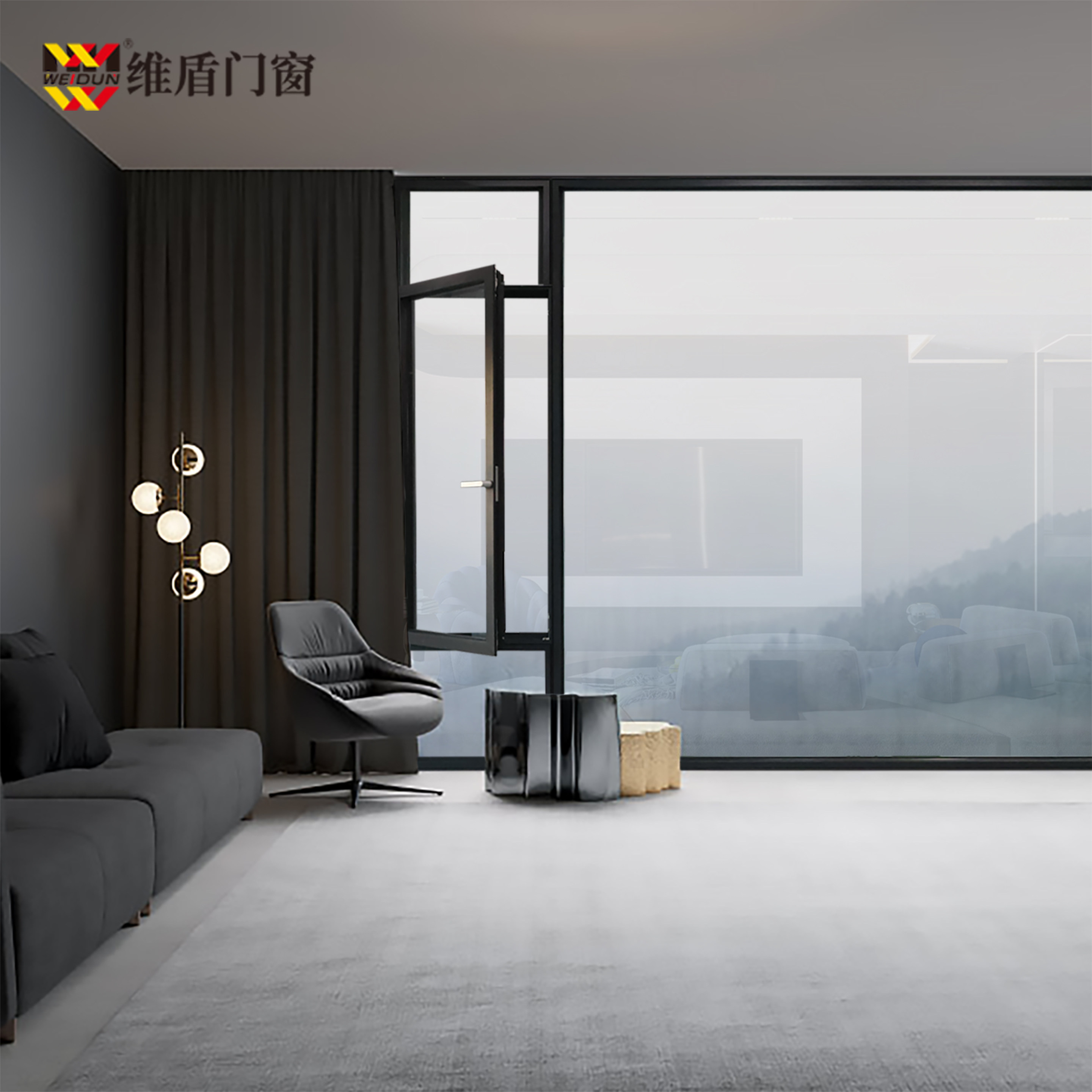 维盾断桥铝门窗65系列  封阳台窗 双层钢化玻璃窗 农村自建房窗