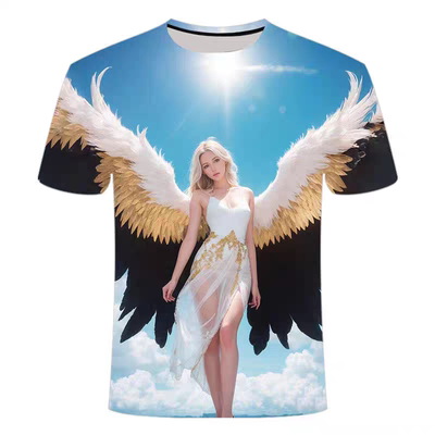 2024夏季新款天使之翼系列egly印花个性时尚潮流中男女短袖