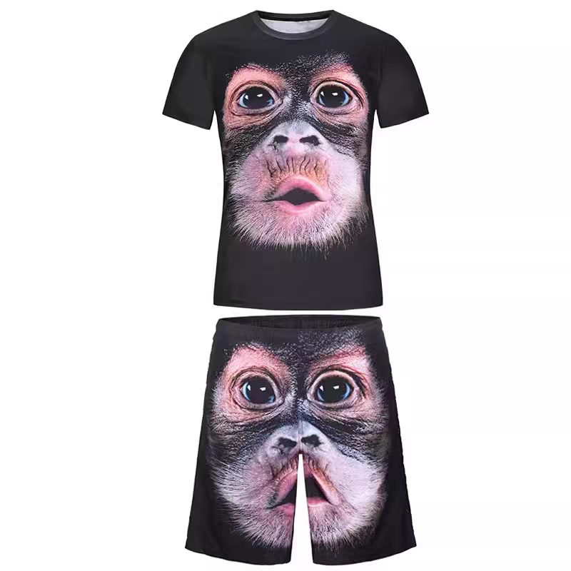 2024夏季egly清凉T恤搞笑奇葩衣服男女玉米图案搞怪短袖西瓜套装