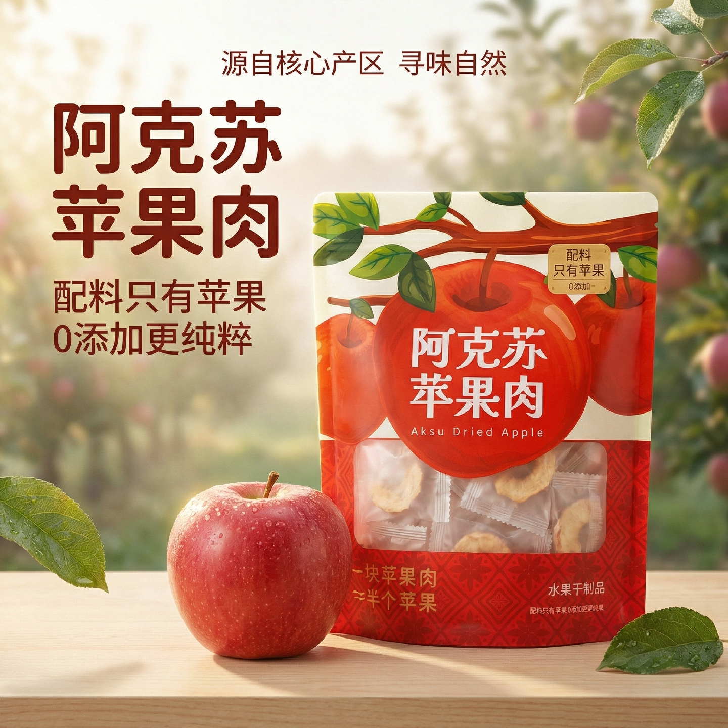 新疆阿克苏冰糖心苹果干脯500g独立小包装厚切果脯软糯有嚼劲零食