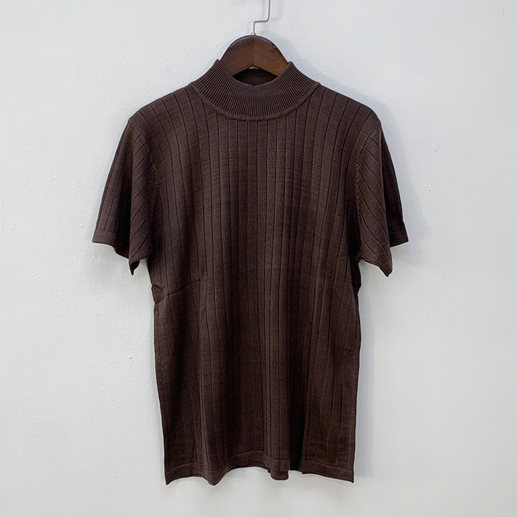 外贸针织真丝绢丝修身短袖打底衫