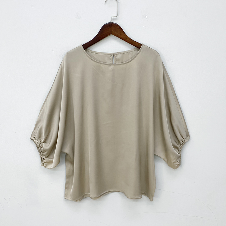 小重磅真丝弹力双乔缎七分袖T恤