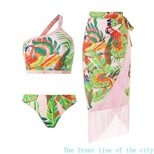 Sexy swimsuit flower bikini set for women连体泳衣女紧身显瘦