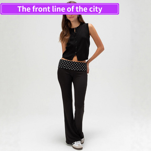 Sexy backless slit spaghetti strap top womenins辣妹波点翻腰