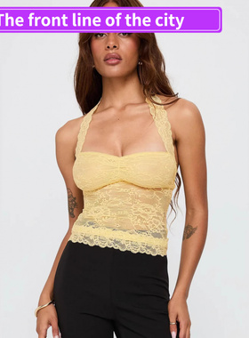 Sexy backless slit spaghetti strap top women褶皱胸型挂脖系带