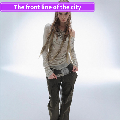 PrintedV-neckstraplessoff-shou