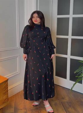 Satin sexy hollow backless lace up dress春季温柔风宽松系带小
