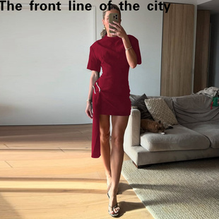 sexy hip 气质金属扣装 slim 饰圆 时尚 fit dress新款 Lace hugging