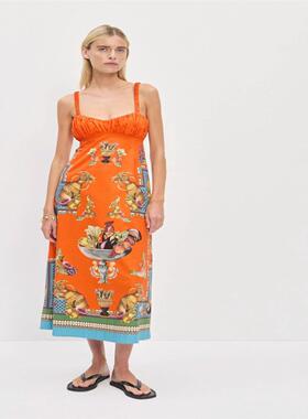 Printed V-neck Bubble Women's Chiffon Dress亚马逊女装爆款夏