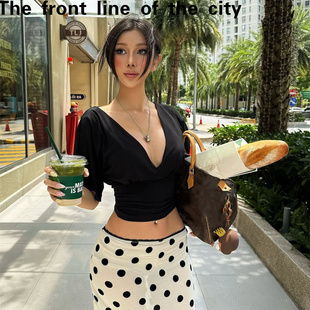 sexy fit hip hugging 低胸深V领纯 Lace dress欧美ins风夏季 slim