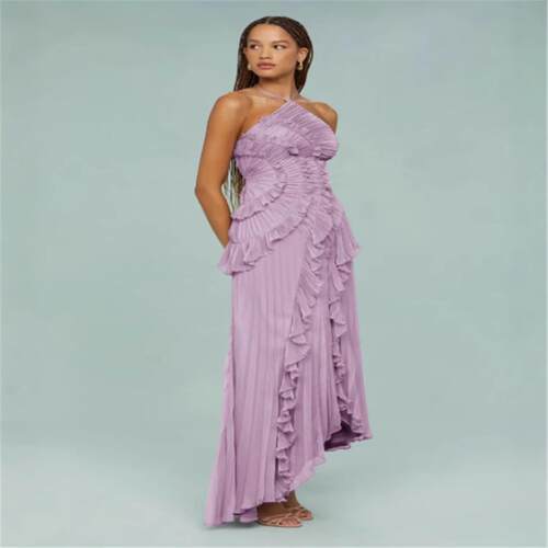 Sexy Deep V Flower Dress Printed Satin Vacation Long Dress高