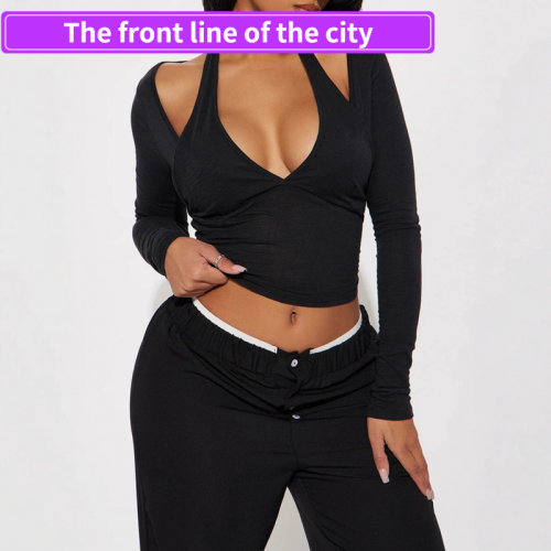 PrintedV-neckstraplessoff-shou