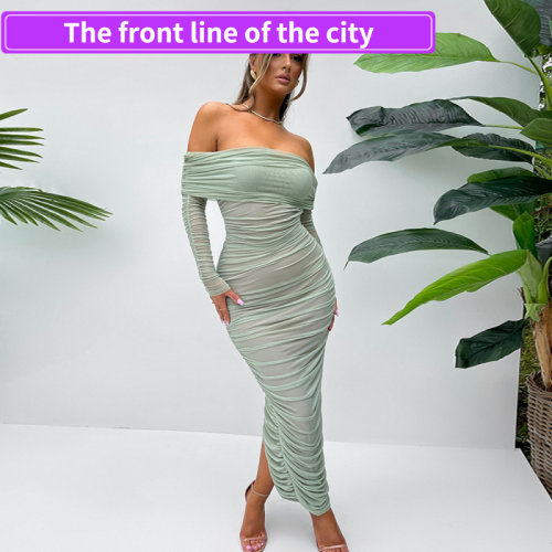 SexydeepVruffledslitdress网纱