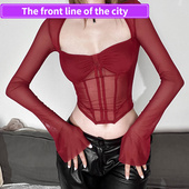 slim 纯色修身 lace mini Sexy 新款 party dress欧美秋季 露脐街头