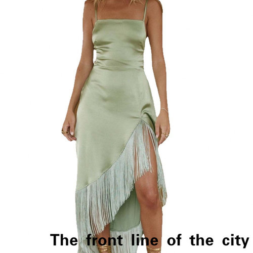 SexySplitBubbleSleeveTiedDress