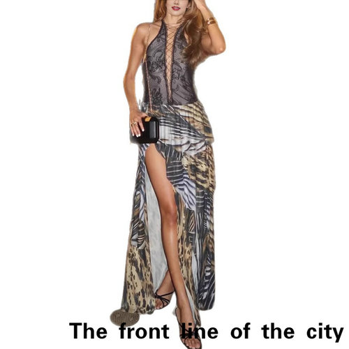SexySplitBubbleSleeveTiedDress