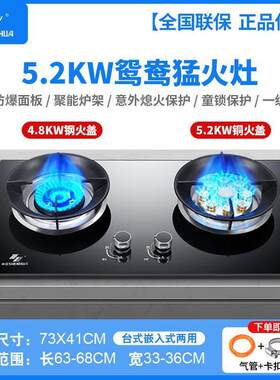 申花天然气燃气灶家用猛火双头煤气灶台式嵌入式液化气灶一级能效