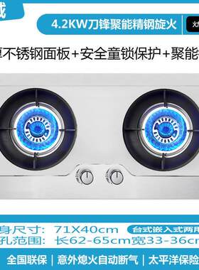长城煤气灶双灶头家用嵌入式天然气液化气燃气灶猛火台式定时灶台
