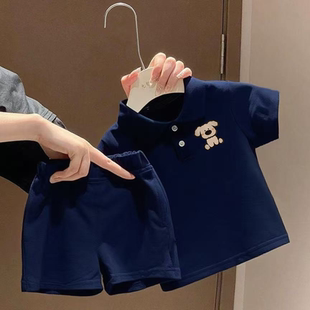 卡通印花POLO領(lǐng)薄款 兒童短袖 夏季 上衣男女童寶寶百搭寬松短褲 套裝